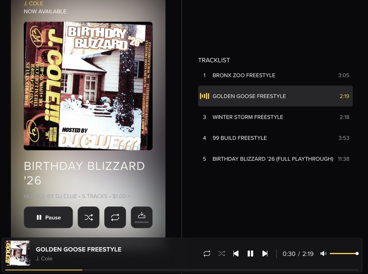 yea, rap is back 🔥🔥🔥🔥 #birthdayblizzard  <a href="/JColeNC/">J. Cole</a>