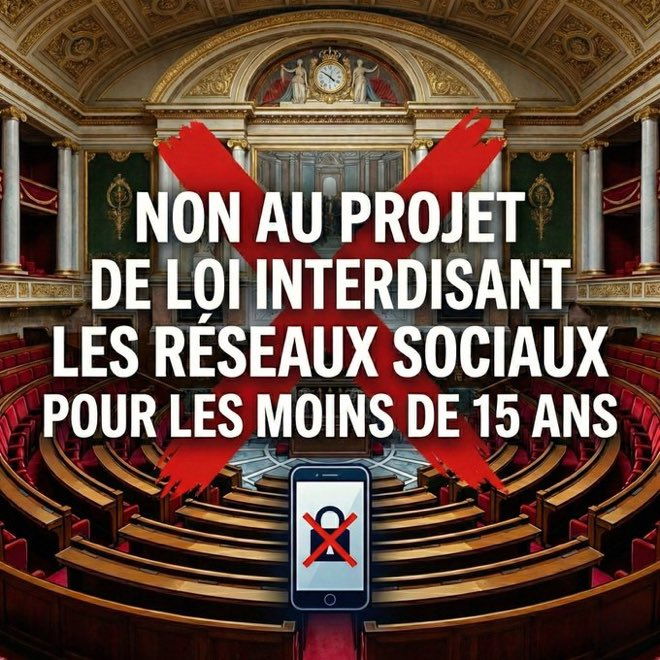La LOI INTERDISANT les RÉSEAUX SOCIAUX aux MOINS de 15 ANS
est une VASTE OPÉRATION visant à DÉTRUIRE la LIBERTÉ d'EXPRESSION
et soulève de très nombreuses QUESTIONS: 

01- La PROTECTION supposée de nos ENFANTS
        n'est elle pas un simple PRÉTEXTE pour MUSELER les