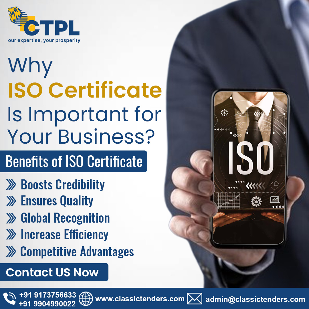 Contact Classic Tenders For Hassle-Free ISO Certification Services.  

Get in Touch with Us;

Contact Us :  9173756633 |  9904990022
Visit : classictenders.com

#classictenders #iso #isocertification #isoconsultant
#isoservice #isocertificationservice