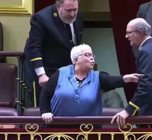 CapitanBitcoin's tweet image. 🚨 La jubilada que irrumpió en el Congreso tras no convalidarse la nueva subida de las pensiones resulta ser del Partido Comunista. Nadie lo podía saber.