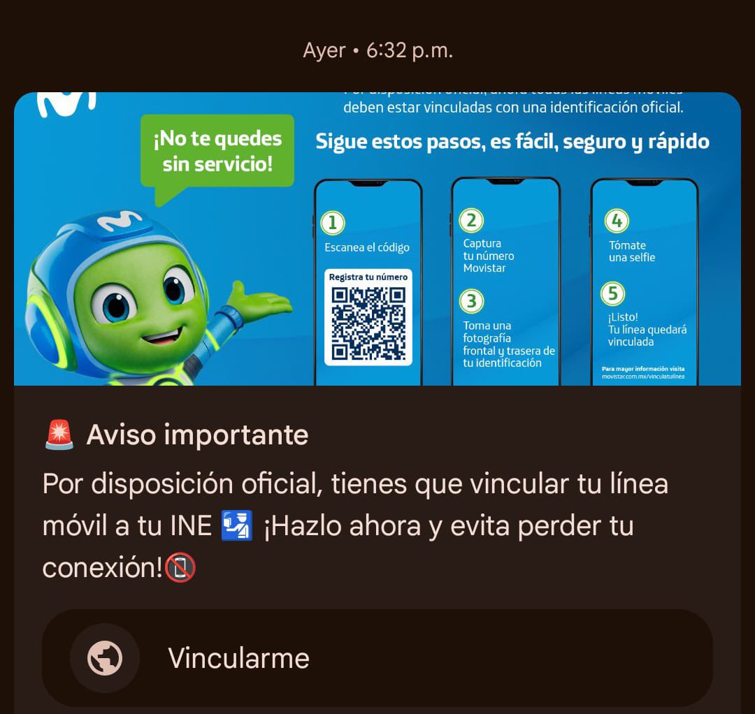 ulisesbrasil's tweet photo. @Profeco hola quiero denunciar que la compañia @MovistarMX prácticamente está condicionando el servicio si no se vincula la linea con la identificación, siendo que ya tienen datos de uno mismo ellos. https://t.co/yoWog8Gsas