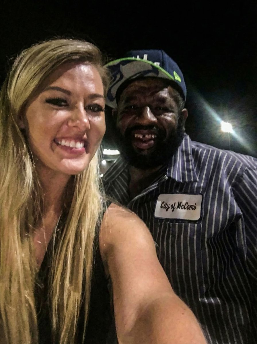 "As I was coming home from Baton Rouge one of my tires blew out. I was freaking out trying to desperately find someone at the gas station to help. I so happened to look over and see a Sherriff pumping his gas, so I walk over and kindly ask him if he could help since I was alone