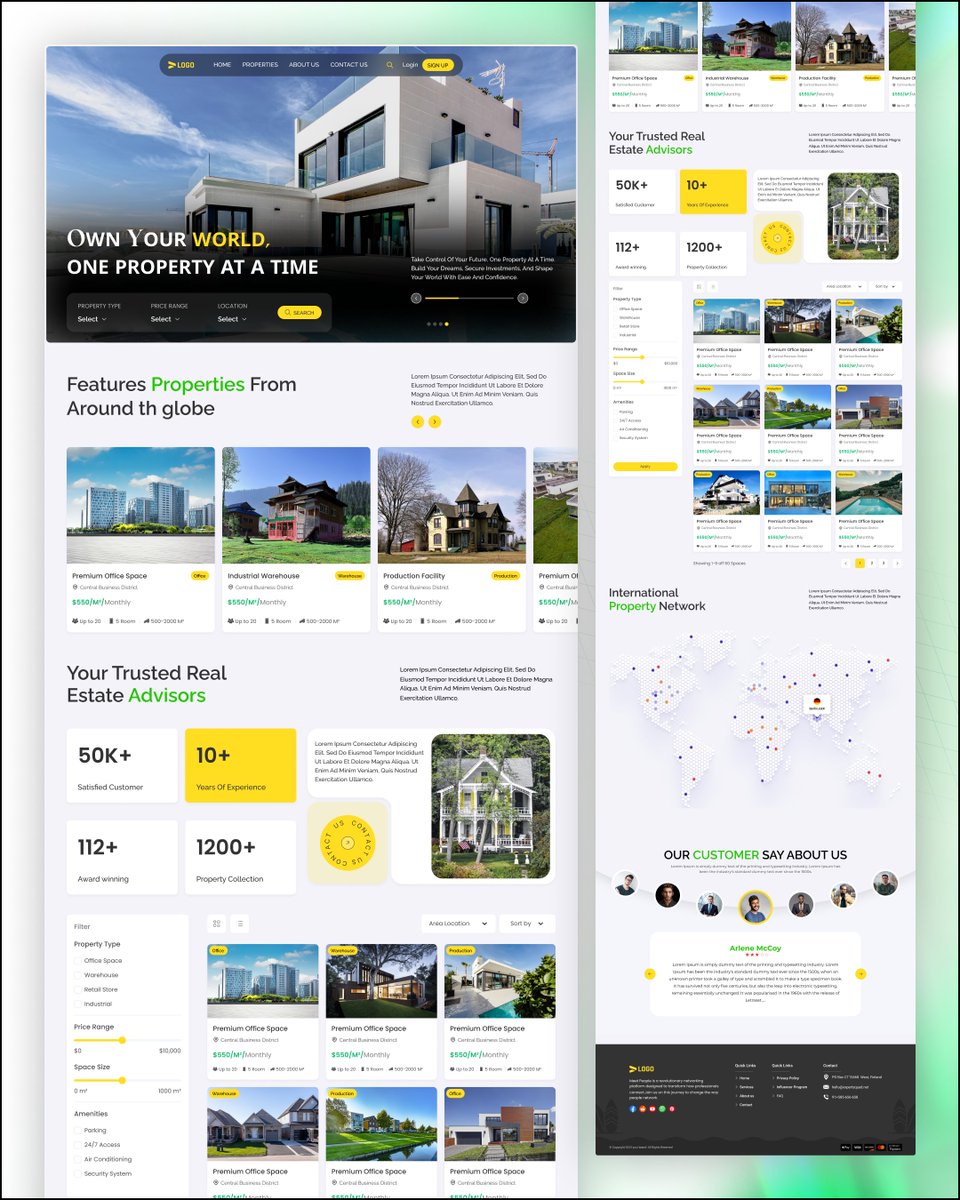 thezayedhossain's tweet photo. Some real estate websites try to look impressive.
This landing page tries to think for the user, 
and that’s where UI/UX design becomes powerful.

Before colors or visuals, 
the process started with behavior mapping and prototypes:
“How does someone feel when comparing properties?”
“Where does uncertainty begin?”
Those questions shaped every wireframe and interaction.

That’s why the hero section feels immediate:
→ a clear search bar. 
→ location filter. 
→ price range.
→ property type selector.
Not decoration, but decision support.

The featured properties section uses hierarchy and 
grid rhythm to make comparisons effortless.
Trust badges, years of experience, and customer stats aren’t visuals.
They’re psychological safety cues built into the layout.

The advanced filter panel, listing grid, and amenity tags
aren’t features for the sake of features,
they’re friction reducers shaped by UI/UX design thinking.

The global property map acts as a credibility anchor.
The testimonial block adds emotional reassurance.
And the footer ties the entire real estate website together
with navigation logic and clean information architecture.

→ Every feature has intention.
→ Every section has purpose.
→ Every detail reduces mental load.

This landing page doesn’t just display real estate listings,
it designs how users feel before choosing one.

#landingpage #realestate #realestateui #uiuxdesign #website