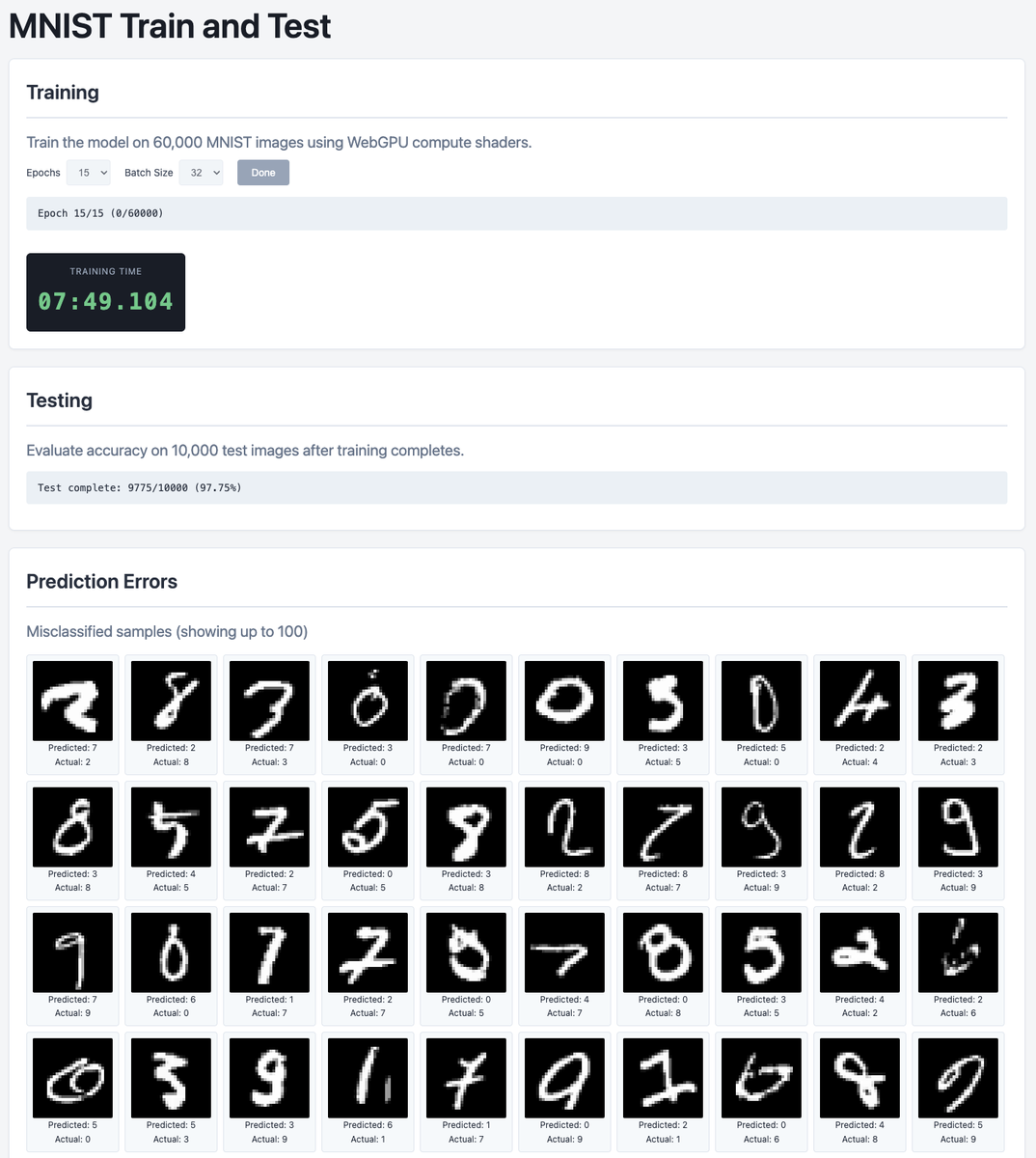 Built a MLP shim from scratch using #typescript+#webgpu . Train and ...