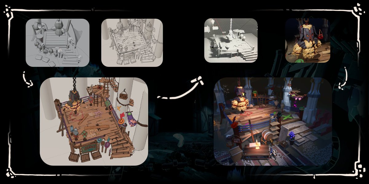 🎶Behind the Scenes - Part 4🎶
Assembled from the Arena's rubble, Elvo built herself the ideal training space. She even constructed a boxing bag that looks like Emperor Brasshoven, to help her let loose.