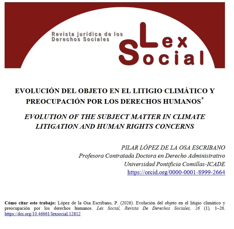 Nuevo artículo añadido de la profesora Pilar López de la Osa Escribano “Evolución del objeto en el litigio climático y preocupación por los #derechoshumanos”, dentro del monográfico: protección al medio ambiente doi.org/10.46661/lexso… #Revistasupo <a href="/bibupo/">Biblioteca/CRAI UPO</a>
