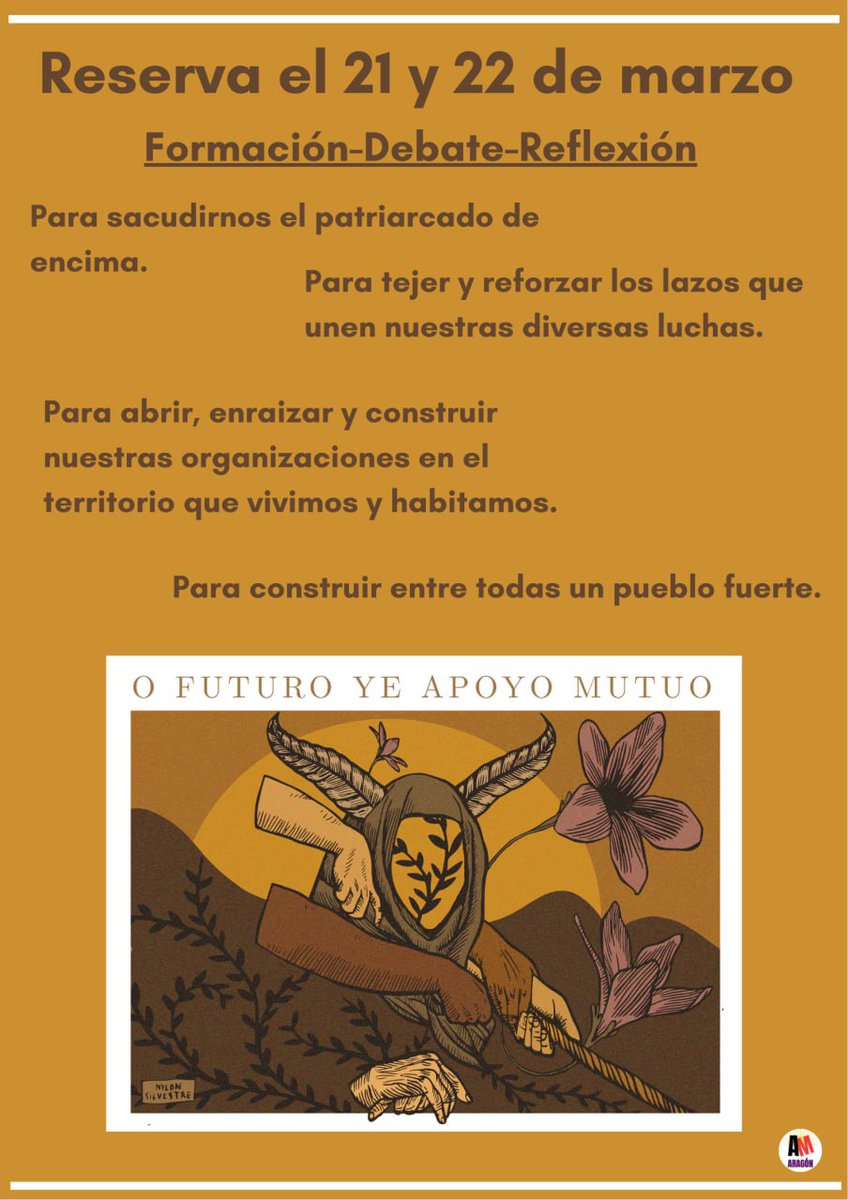 Reservaros las fechas del 21 y el 22 de marzo pues quizás, esta primavera, florezcan las semillas que guardan nuestros corazones.
#FormaciónReflexiónDebate
apoyomutuoaragon.net/jornada-de-for…