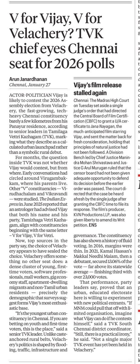rameshlaus's tweet photo. #Velachery has lot of highly educated professionals..
May not be suitable for @TVKVijayHQ
Better to go for semi-urban and rural area constituency..
Where education and income levels are lower.. https://t.co/HC2k40TzWA
