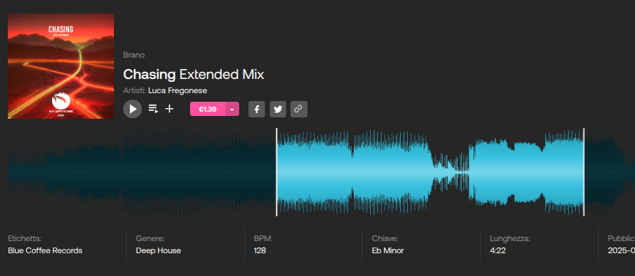 BlueCoffeeRec's tweet photo. Chasing Extended Mix
Artists: Luca Fregonese Exclusive #bluecoffeerecords
https://t.co/DAl2eiEs3X
#deephouse #charted https://t.co/bSqvbzZ7Db