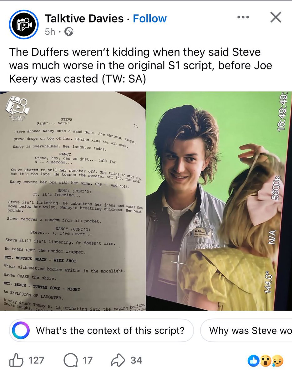 아니잠만 이거 왜 지금 봤지
스띵 스크립트에 묘사된 이 스티브가 진짜라고? 이게 진짜 더퍼가 원래 생각했던 스티브였다고..? 조키어리가 좋은 사람이라 강압적이었던 쓰레기스티브에서 착한 스티브가 됐다는ㄱㅔ진짜라고...... 조키어리 너무감사하시다..