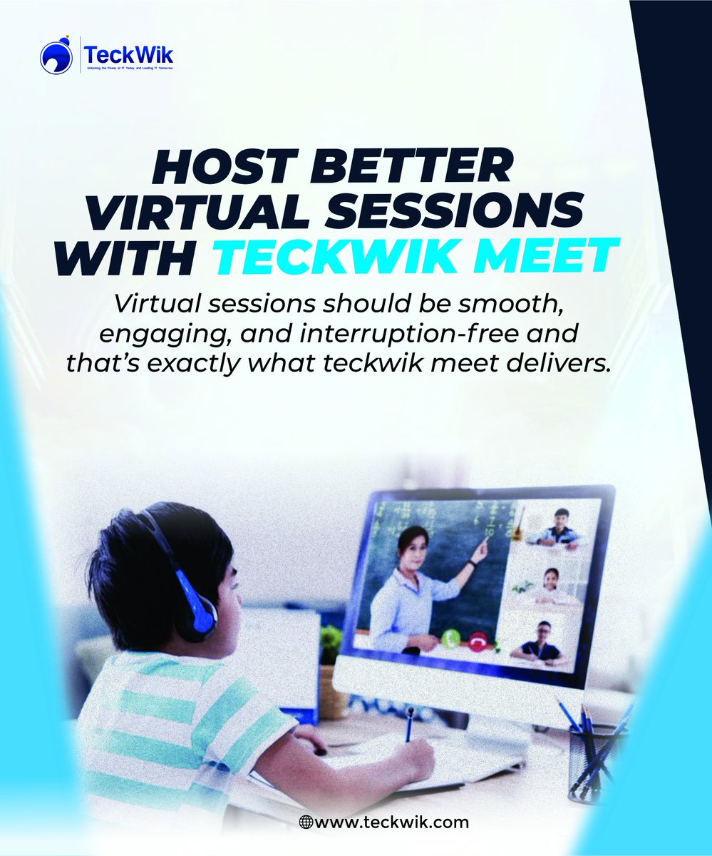 Teckwik10's tweet photo. From webinars and seminars to corporate trainings and live classes, TeckWik Meet helps brands, trainers, and organizations host professional virtual sessions with clear video, crystal audio, and smart features that keep participants engaged.

#TeckWikMeet #VirtualMeetings https://t.co/WwYFJWJwVI