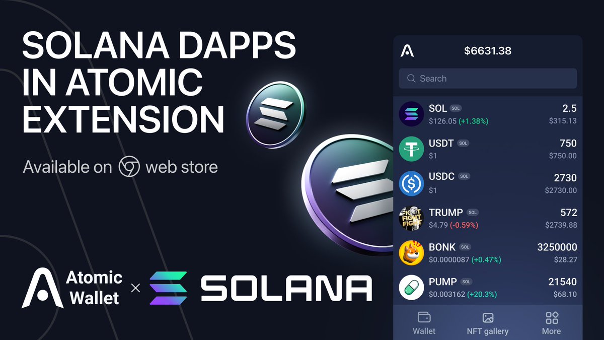 Use Solana dApps smoothly in Atomic Wallet Extension! Manage $SOL and  connect to 100+ @Solana dApps right from your browser