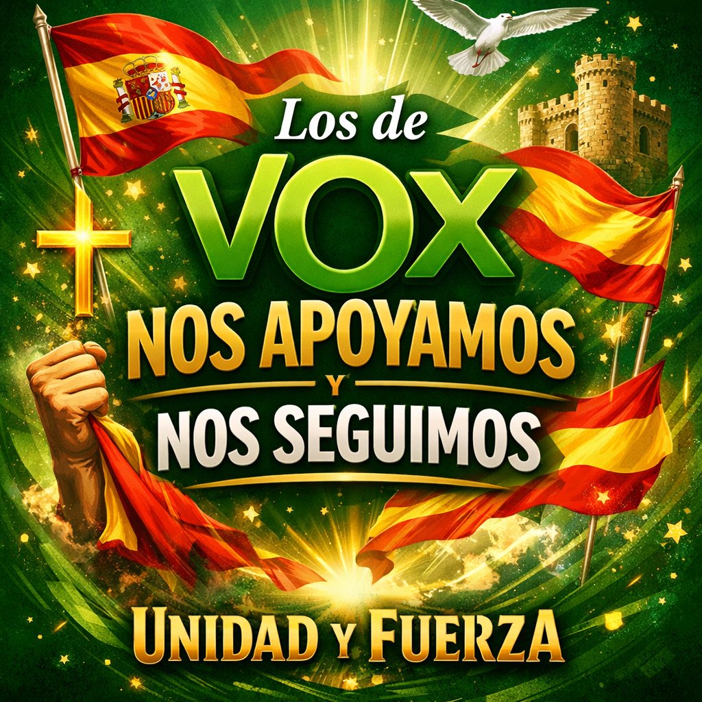 Vamos a seguirnos todos los de <a href="/vox/">Peggy Miles</a>.
Si a alguien no sigo o quiera seguimiento que me diga o escriba y le doy seguimiento.
A ver si así sube está humilde cuenta de <a href="/vox_guipuzcoa/">VOX Guipúzcoa</a> 💪💪💚💚🇪🇦🇪🇦