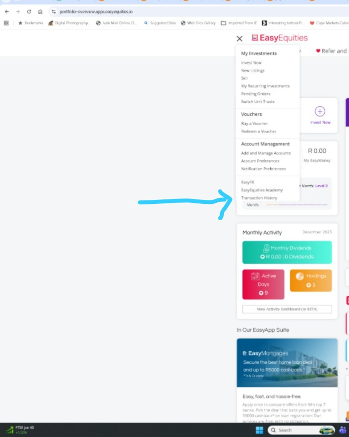 RobynGwilt's tweet photo. @EasyEquities I CANNOT dl my statements for the tax year from my desktop, and your help desk is not helpful!  There is NOTHING under Transaction History, it cuts off.  I can see them on my phone app, but I need them on my desktop.  Please help! https://t.co/k2B0jqHKuU