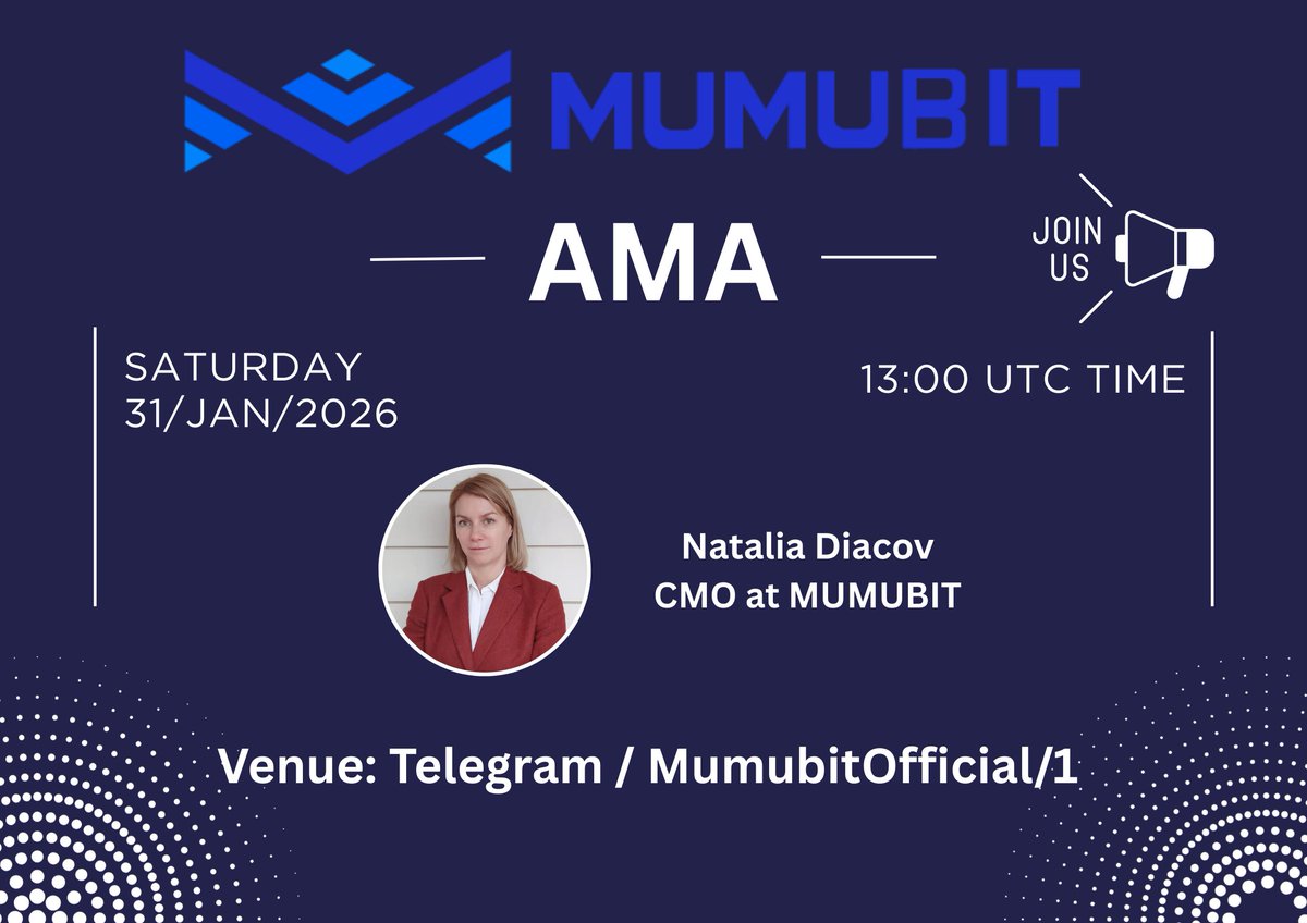MumubitOfficial's tweet photo. We are going to host an AMA this Saturday, 1pm UTC on Jan 31, 2026. See you guys soon! 🤝🤝 https://t.co/t91aeDZwQo