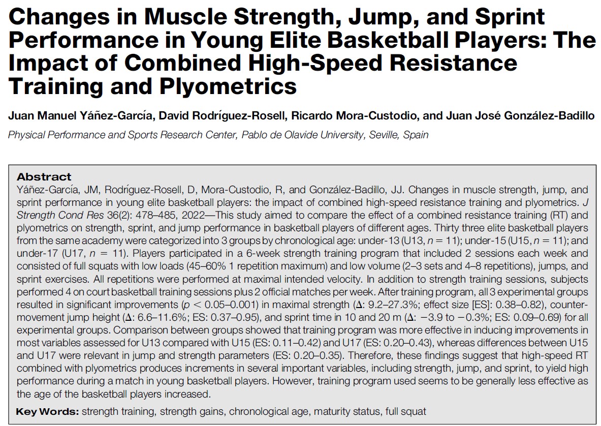 🧠🏀 ¿Sabes cómo mejorar la fuerza, el salto vertical y el sprint en jugadores jóvenes de baloncesto?
La clave está en combinar entrenamiento de fuerza a alta velocidad y pliometría, replicando las demandas reales del juego. 👇