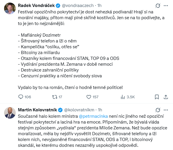 Zajímavý sledovat, jak všechny OVCE z ANOfertu (nejen Vondracek a Kokotzvratník)  dostanou notičky a všichni vydají ve stejnou minutu skoro identické posty. Vy jste fakt banda dementů