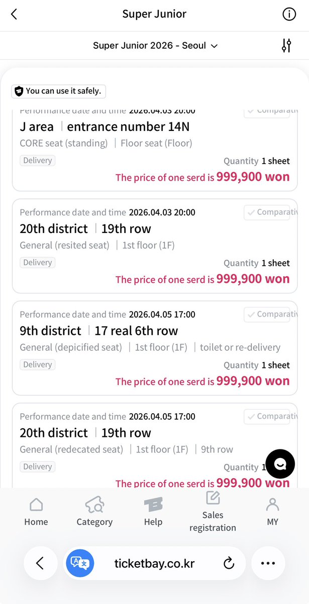 eidaexoelf's tweet image. Wow hahahahahaha the fuck almost 1M KRW 1F tickets #SJCORE