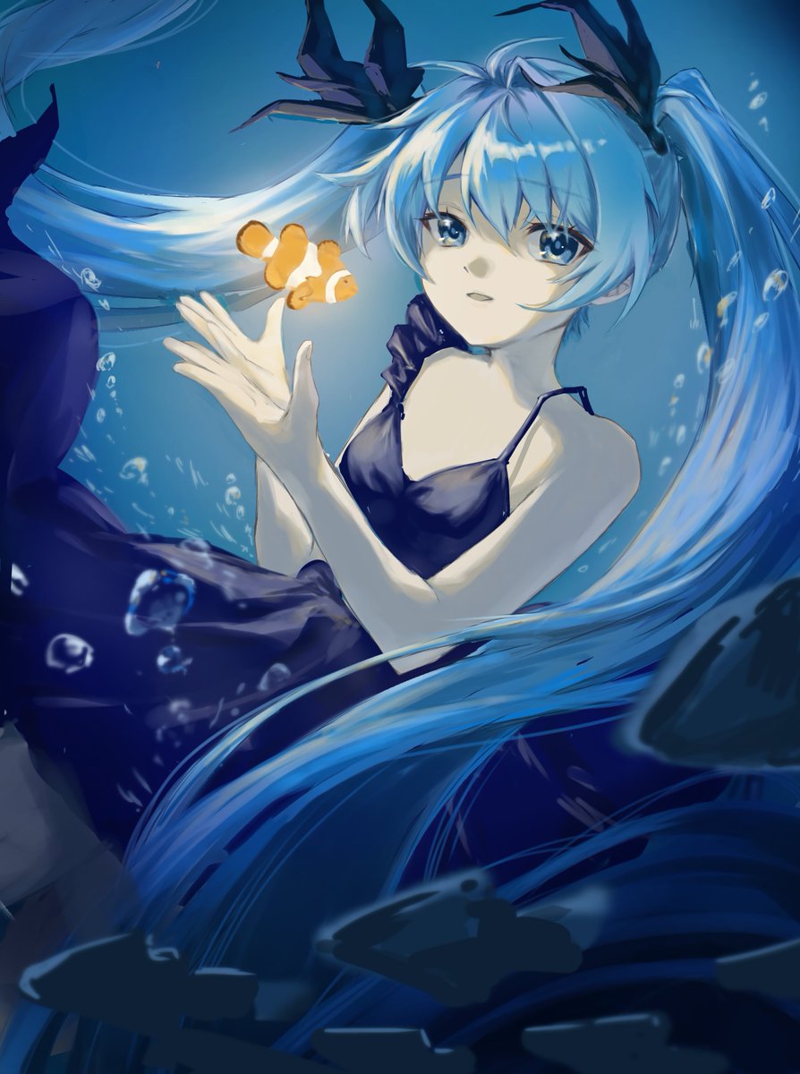 Abarrraaa's tweet photo. カクレクマノミと深海少女
 #初音ミク https://t.co/YIyR2C0wr7
