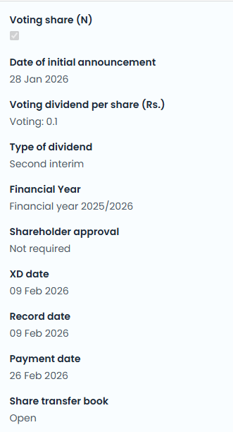 JOHN KEELLS HOLDINGS PLC

CASH DIVIDEND