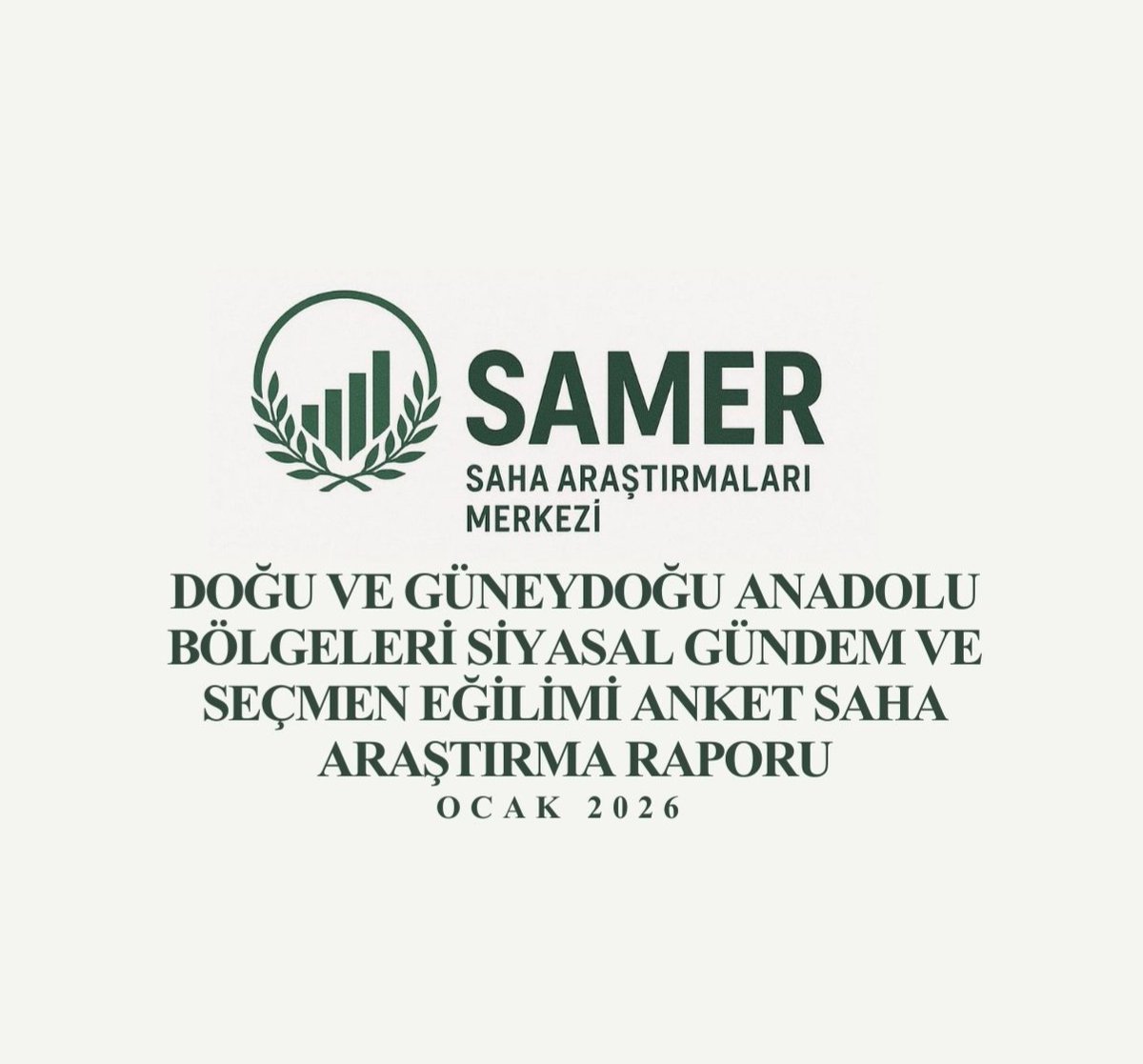 SAMER Saha Araştırmaları Merkezi tarafından, 16–19 Ocak 2026 tarihleri arasında Doğu ve Güneydoğu Anadolu Bölgeleri’nde yer alan 16 ilde kapsamlı bir saha araştırması gerçekleştirilmiştir. Araştırma, 1507 kişiyle yüz yüze görüşme yöntemi kullanılarak yürütülmüş; çalışma %95 güven