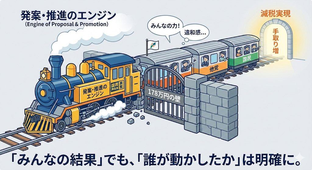 takuyasan_0307's tweet photo. 今回の党首討論で、玉木雄一郎代表が放った「我々は減税を実現した唯一の野党」という言葉。

これに対し、野田佳彦代表や藤田文武共同代表が「みんなの力だ」「違和感がある」と述べた場面は、政治の「透明性」と「公正」という観点から、冷静にファクトを整理する必要があります。 #国民民主党 #103万の壁
ㅤ
まず客観的な事実として、所得税・住民税の基礎控除を「178万円」へ引き上げることや、ガソリン暫定税率の廃止を、具体的な数字を伴う「譲れない条件」として自民党・公明党との交渉テーブルに載せ続けたのはどの党だったでしょうか。特定の政策を最優先事項として掲げ、選挙で民意を得て、それを武器に政権与党の重い腰を突き動かしたのは、間違いなく国民民主党という「エンジン」です。
ㅤ
野田代表や藤田文武共同代表が仰る「みんなの力」は、最終的な採決という形式上のプロセスにおいては正解かもしれません。しかし、もし国民民主党が「178万円」という具体的なロジックと熱量を持って突き進まなければ、今の減税議論そのものが存在していたでしょうか。他党が「自分たちの手柄も含まれている」と主張するのは自由ですが、それはあくまでも「エンジン」が動き出した後の随伴に過ぎません。
ㅤ
私は北九州で暮らす一有権者として、政治には「誰が言い出し、誰が最後まで責任を持って戦ったか」を明確にするプロセスが必要だと考えています。所得制限の撤廃、社会保険料還付制度、再エネ賦課金の徴収停止……。これら国民民主党が掲げる政策は、単なるスローガンではなく、緻密に計算された「生活を守るための武器」です。これを「みんなのもの」という抽象的な表現で包んでしまうのは、政策立案における先見性と交渉コストを支払った主体への正当な評価を欠いていると言わざるを得ません。
ㅤ
無党派層の皆さんにも想像していただきたいのです。職場のプロジェクトで、一人が必死にアイデアを出し、徹夜で資料を作り、反対派を説得してようやく予算を勝ち取った時、最後に周囲から「これはチーム全員の功績だね」とまとめられたら、次もその人は同じ熱量で頑張れるでしょうか。政治も同じです。「誰が真に汗をかいたのか」を私たちが正しく見極め、評価すること。それが、次の改革を促す唯一の手段です。
ㅤ
玉木代表や榛葉賀津也幹事長が「手柄は国民のもの」と仰る謙虚さは尊いですが、私たちはその言葉の裏にある「実行力」の源泉を忘れてはなりません。議論が紛糾した際に「違和感」で片付けるのではなく、どの党が最も合理的で公平な提案を貫いているか、その一点を注視すべきです。
ㅤ
皆さんは、今回の「手柄」を巡るやり取りをどう感じましたか？「みんなで協力した結果」という調和を大切にすべきでしょうか、それとも「誰が主導したか」という責任の所在をはっきりさせるべきでしょうか。ぜひ、皆さんの率直な感覚をリプライで教えてください。