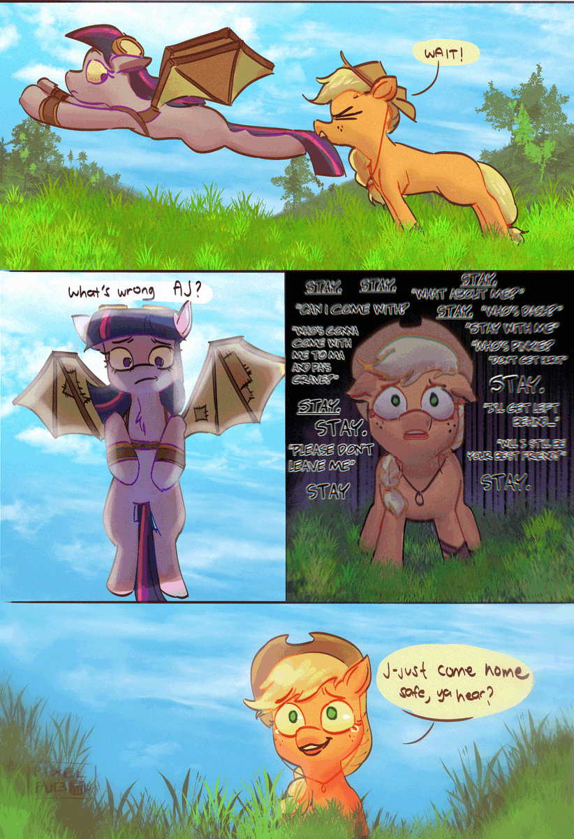 "To you, the world is a map to explore. To me, the world is just you." 

#mlp #TwilightSparkle #AppleJack #twijack

based off of this particular concept art for g5.
equestriadaily.com/2022/03/more-c…