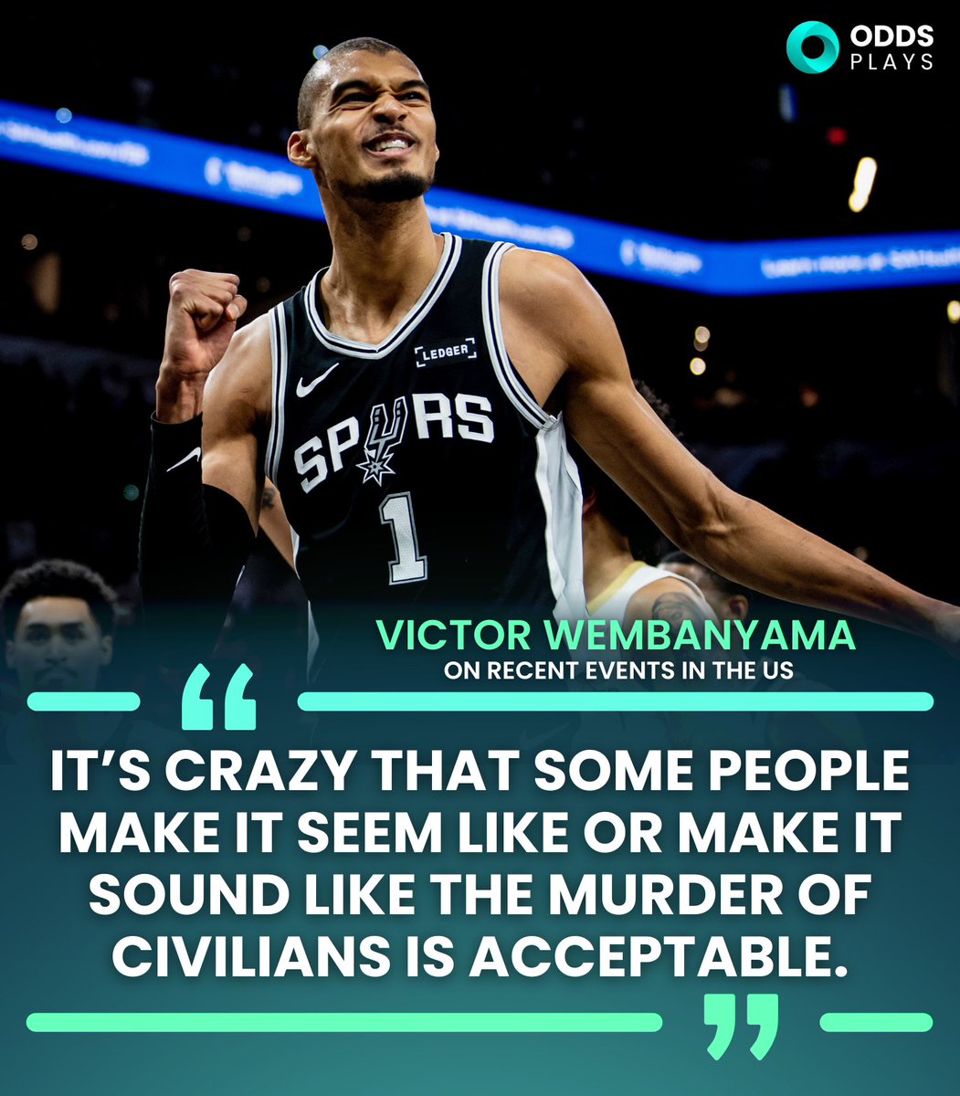OddsPlaysUS's tweet image. Wemby sounds off on the recent events in the US 👀

"It's crazy that some people make it seem like the murder of civilians is acceptable." 🗣️

He told the media there is a lot more he wants to say, but can't. 🤔

#wembanyama #wemby #spurs