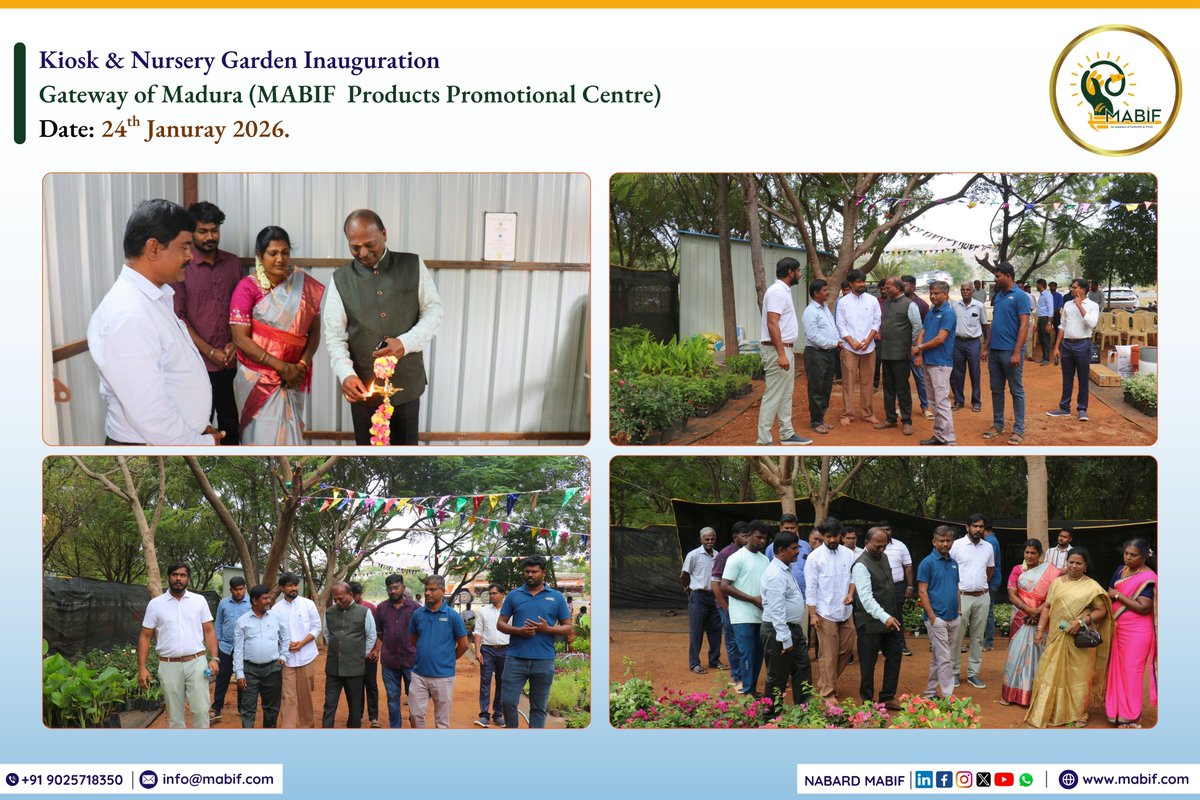 We are delighted to share the Grand Opening of the Kiosk and Nursery Garden at the Gateway of Madura (MABIF Products Promotion Centre), held on 24th January 2026 at the Block C, Opposite Gate No. 1, Agricultural College &amp; Research Institute, TNAU Campus, Madurai.