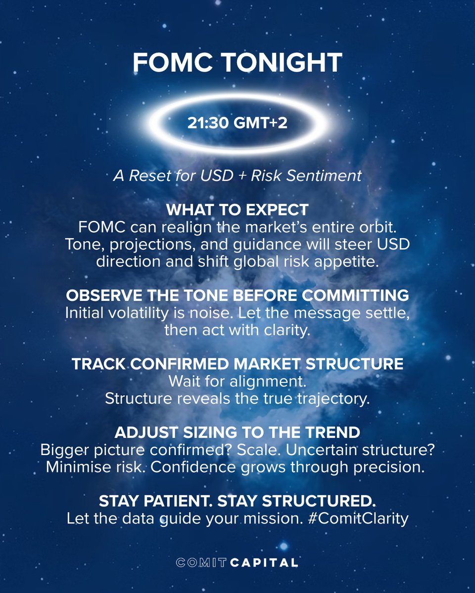 FOMC at 21:30 GMT+2. 
A reset for USD direction and risk sentiment. 🌍✨

#ComitClarity:
⭐ Observe tone before committing
⭐ Wait for confirmed market structure
⭐ Adjust sizing only with trend confirmation ⬆️

Stay patient. Stay structured. Let data guide your trajectory. 💸