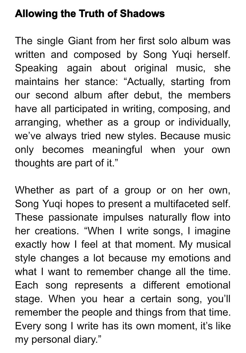 "Because music only becomes meaningful when your own thoughts are part of it."

- SONG YUQI, 2026