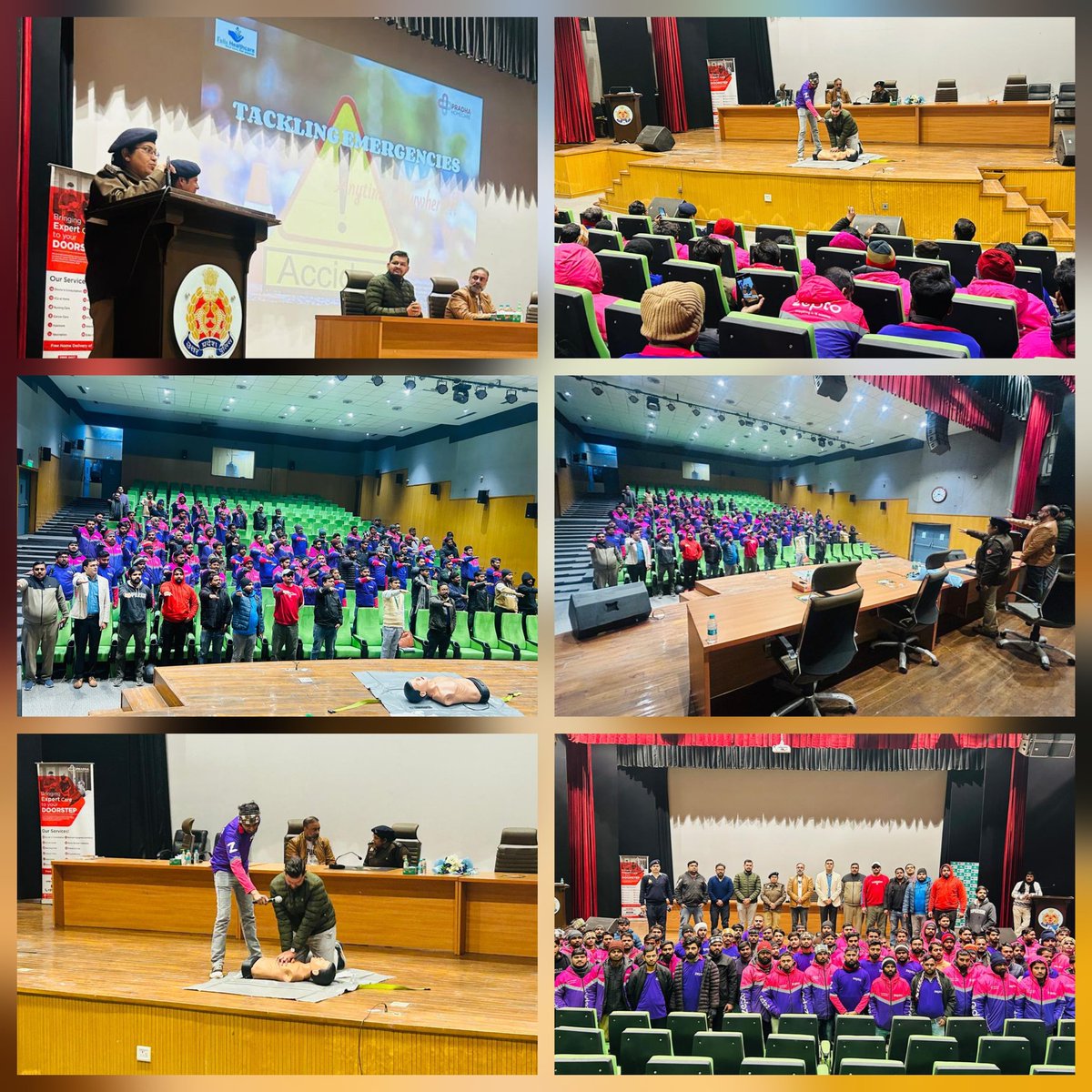 Noidatraffic's tweet image. .@dcptrafficnoida के निर्देशन में #यातायात_सुरक्षा_माह_2026 के दौरान #Zepto के आधिकारियों/कर्मचारियों को फेलिक्स हॉस्पिटल की टीम द्वारा सेक्टर–108 ऑडिटोरियम में #CPR (Cardio Pulmonary Resuscitation) एवं #BLS (Basic Life Saving) Techniques का प्रशिक्षण आयोजित किया गया।