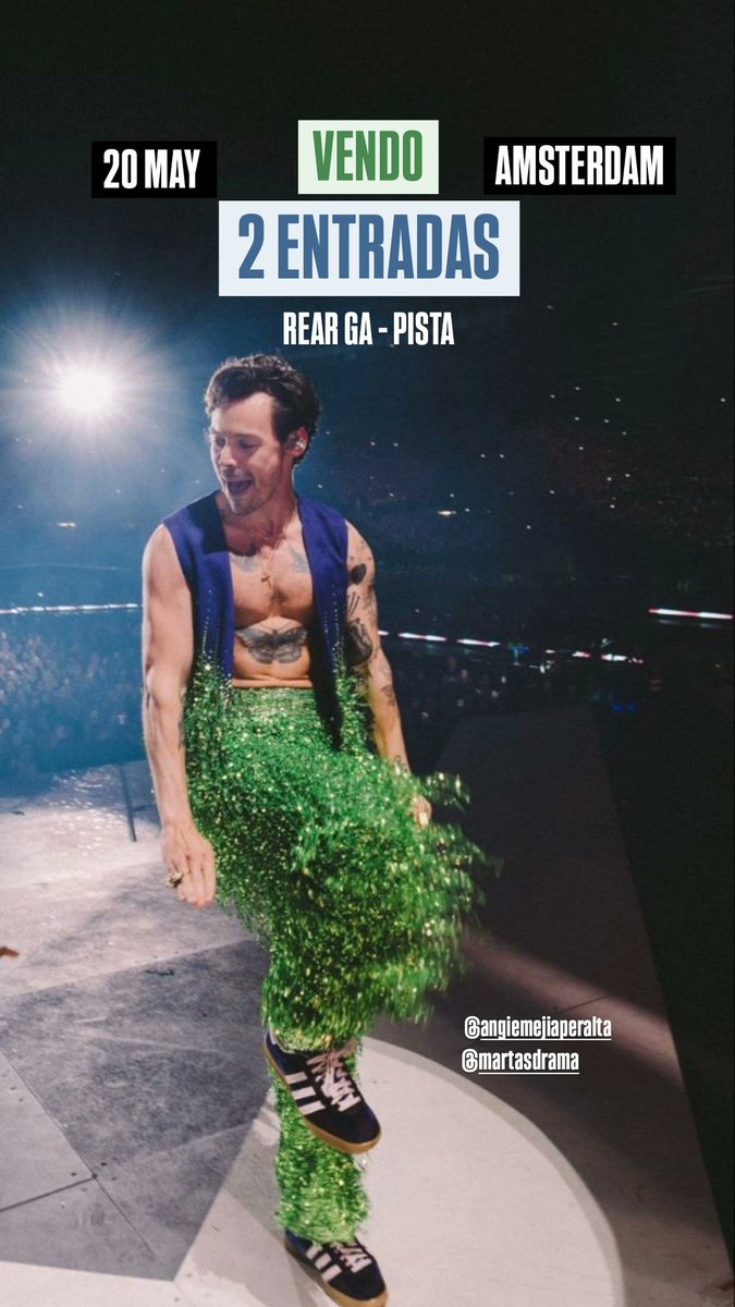 httpxafraid's tweet image. Ayuda plss!! Vendo 2 ENTRADAS de pista para el concierto de Harry Styles en Amsterdam!! 🪩🫂 Mismo precio, las envío por TickerMaster.

Mi amiga yo finalmente vamos a otra fecha.