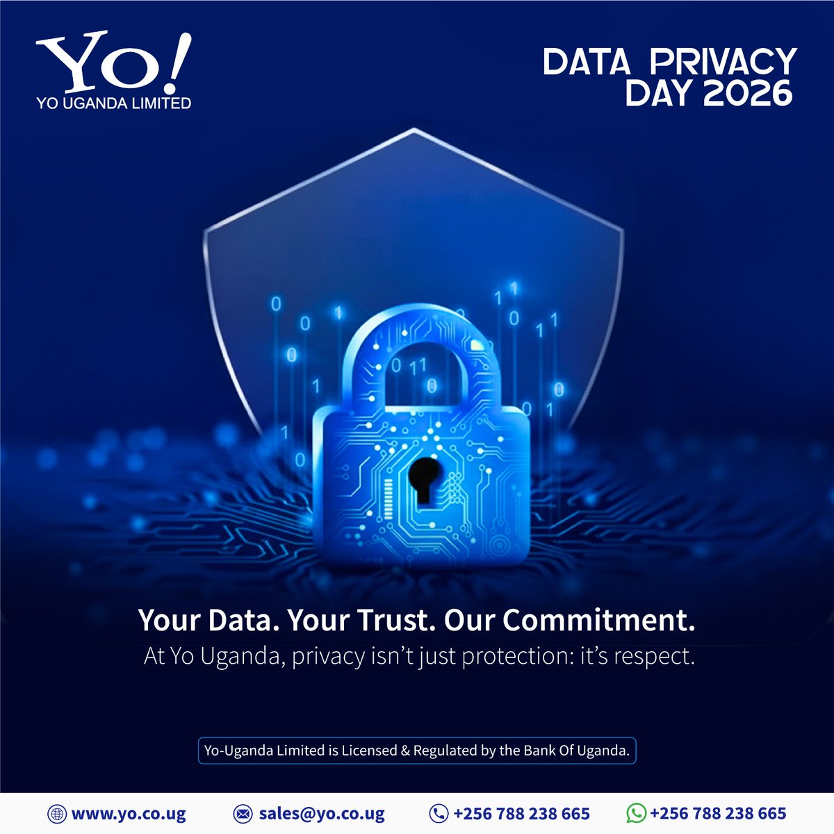 yopayments's tweet photo. Secure. Respectful. Trusted.
We safeguard every transaction to ensure confidence, transparency, and peace of mind.
๐๐บ๐ฎ๐ถ๐น ๐๐ ๐๐ผ๐ฑ๐ฎ๐ ๐ฎ๐ sales@yo.co.ug to get started.
Or let's chat on ๐ช๐ต๐ฎ๐๐๐๐ฝ๐ฝ https://t.co/mmCdCNK1vY
#DataPrivacyDay #YoUganda #YoPayments https://t.co/fwSXg4jgD3