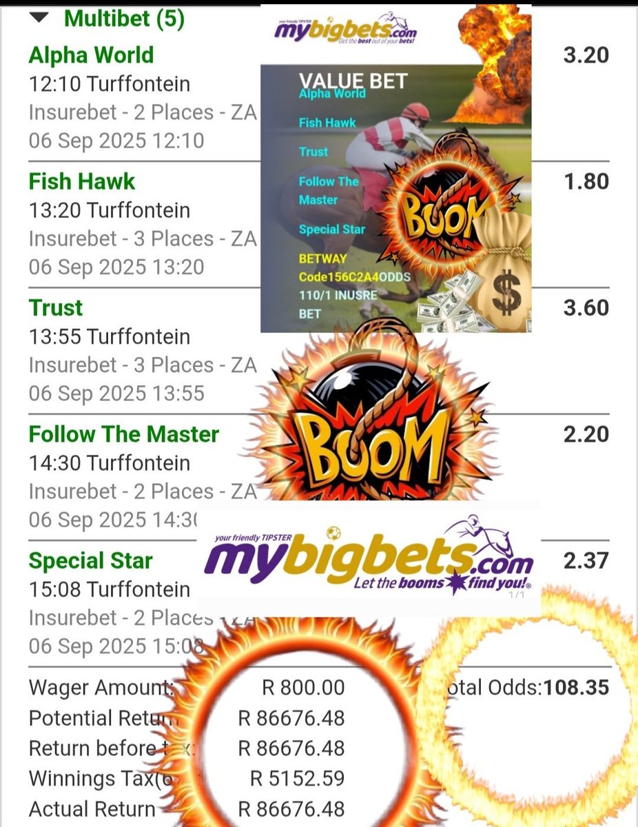 MyBigBets1's tweet photo. 🌄 🏇🏻 #CapetownMet Week 💲🌟
💫💫💫💫🏇🏻🏇🏻🏇🏻🏇🏻🏇🏻💫💫💫💫
👇🏾⚽️ MASSIVE BALL ODDS ⚽️👇🏾
🌟CODE BW3633EE52 0DDS 380/1 💲💥
🌟CODE BW363478B8 ODDS 560/1 💲💥
🌟CODE BW3634FFBB ODDS 900/1 💲💥
🌟CODE BW3635871E ODDS
160/1 💲💥
https://t.co/a7rOASqz3Z LINK FOR BALL BETS 🔝💲🌟💥
💥💃💥ENJOY THE DAY 💥🕺💥
📣DON'T FORGET TO UTILIZE OR ACCUMULATE LOYALTY POINTS TO OBTAIN YOUR MYBIGBETS MERCHANDISE 💥
MYBIGBETS🏇🏻🌟🏇🏻🌟
®️LET THE BOOMS FIND YOU®️
@MisterPule
@mhlayisto
@carlosdankworth
#MYBIGBETS #HORSERACING #GOLD #caperacing #CapeTown
#horseracingtips #soccer #WSBCAPEMET #football #HorseRacingTipsters #caperacing #betway #ChampionsLeague2026