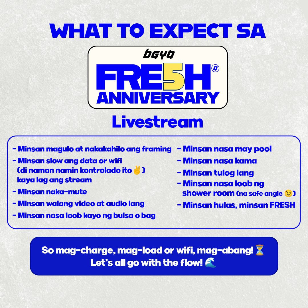 bgyo_ph's tweet image. FRE5H ANNIVERSARY na bukas!!! Reminders lang sa mga ka-LIVESTREAM diyan! 🥳

#BGYO #FRE5H_ANNIVERSARY
