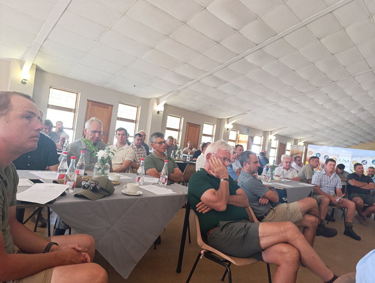 Glenneis's tweet photo. @FarmersWeeklySA is attending the #GrainSA regional AGM in Swellendam. The hall is packed with farmers, all eager to hear about solutions to the ongoing wheat crisis. https://t.co/LMcuCBs4VB