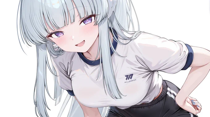 #ブルアカ ノア SFW.絶対領域/黒.ポニテ //クロとシロ、どちらが好きですか?気軽にコメント残してくれると嬉しいです (1/2)