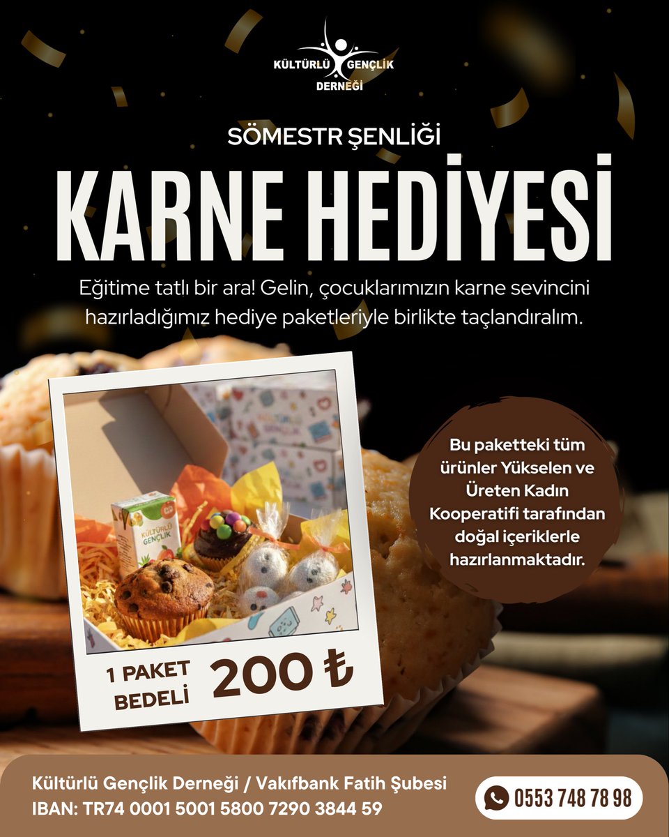 Karne Sevinci İyilikle Büyüyor! 🧁🧃

<a href="/yukkooperatifi/">Yükselen ve Üreten Kadınlar Kooperatifi</a> iş birliğiyle hazırladığımız doğal içerikli hediye paketleriyle çocuklarımızın heyecanına ortak oluyoruz. Hem kadın emeğini destekliyor hem de minik yüzleri güldürüyoruz. 🎁

1 Paket Bedeli: 200 TL