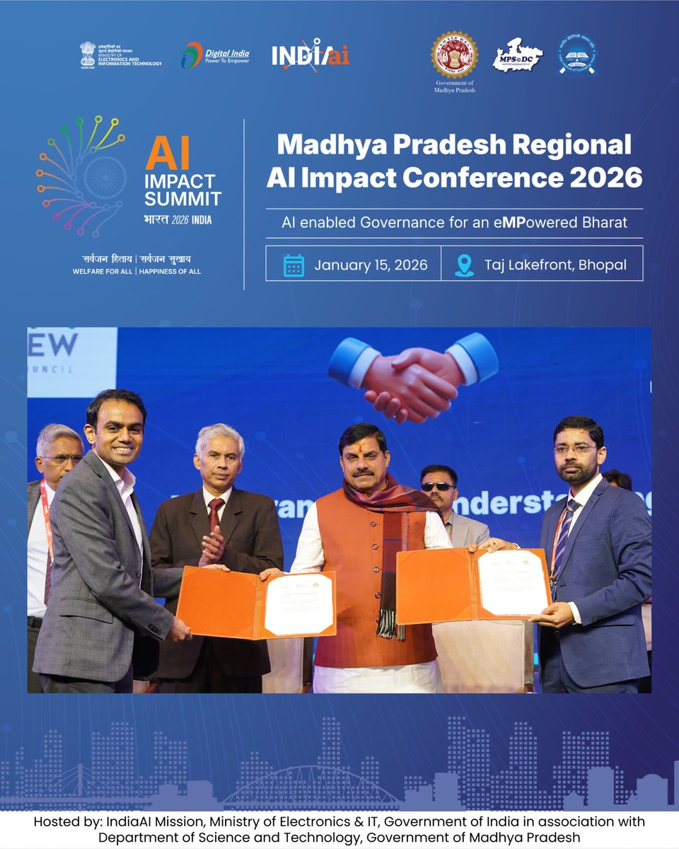 MPSeDC_DST's tweet image. #MoUSigning | #MPSEDC has entered into a strategic #MoU with @CEEWIndia at the Regional AI Summit to promote AI-driven solutions for climate change and sustainable governance in Madhya Pradesh.
