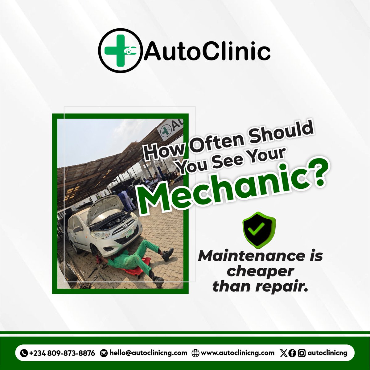 That small funny sound, strange smell, or warning sign you’re ignoring today
could cost you a lot tomorrow.
See a mechanic early.
Maintenance is Cheaper than Repair. 🚗✅

#AutoClinic #CarCare #MaintenanceMatters #VehicleHealth #Preventivemaintenance