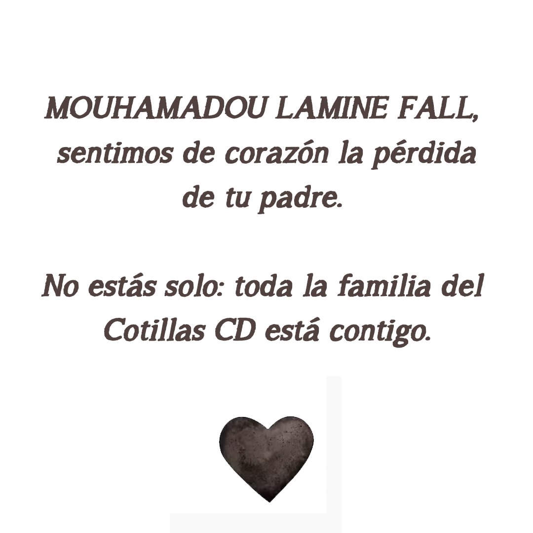 Hoy estamos muy tristes y solo podemos mostrar todo nuestro cariño a nuestro compañero y amigo Lamine Fall que perdió esta semana a su padre. 

Mucho ánimo amigo.