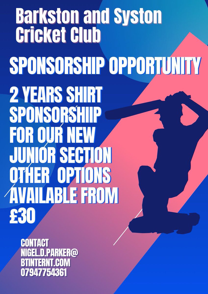 BandSCC's tweet photo. 📣📣🦌 Juniors Sponsorship Opportunities at B&amp;SCC  for 2026 Season 🦌🦌 https://t.co/XYR9RvNSmD