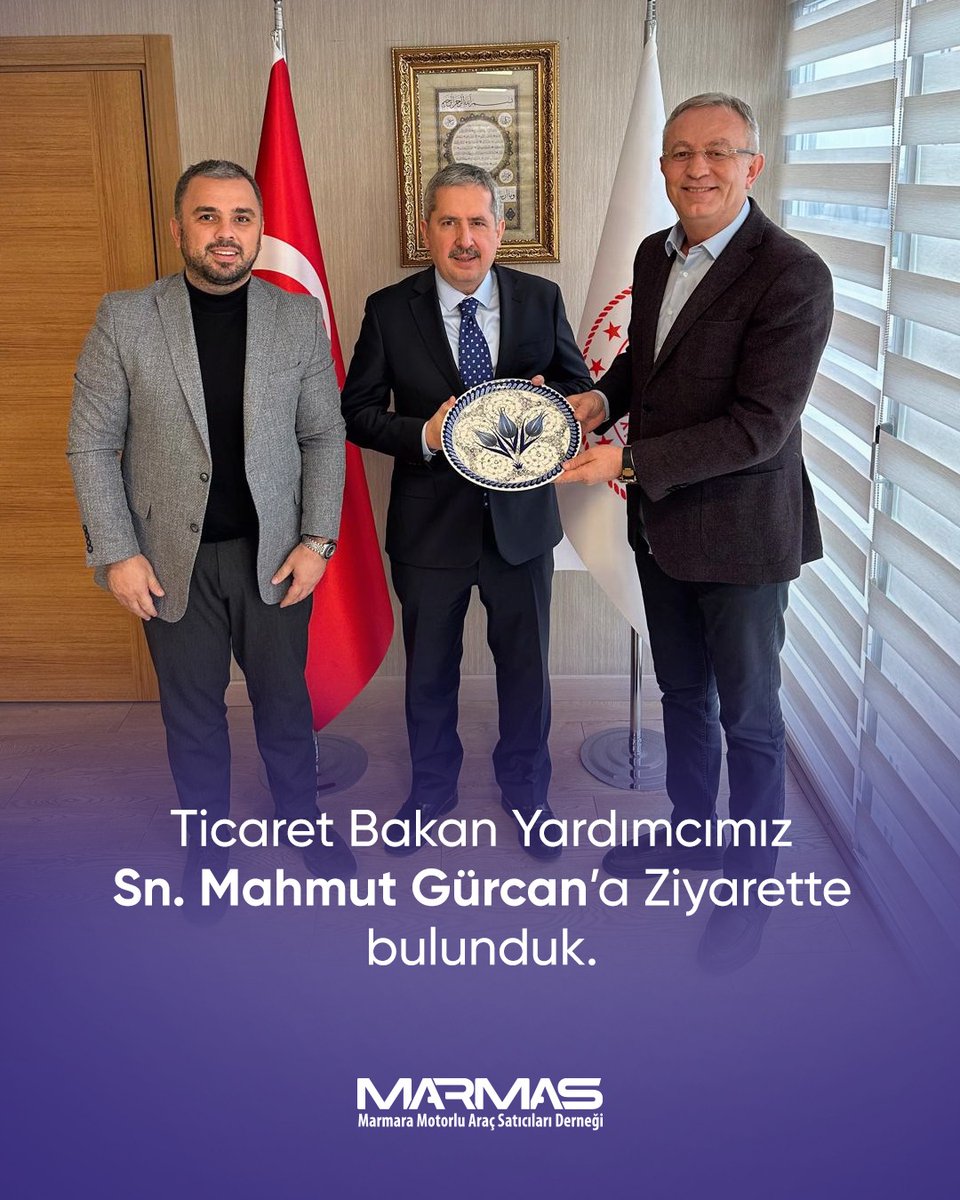 Ticaret Bakan Yardımcımız Sn. Mahmut Gürcan’a Ziyaret

Marmara Motorlu Araç Satıcıları Derneği (MARMAS) olarak, otomotiv sektörümüzün sahada karşılaştığı güncel sorunları ve beklentileri paylaşmak üzere Ticaret Bakan Yardımcımız Sn. Mahmut Gürcan’ı ziyaret ettik.