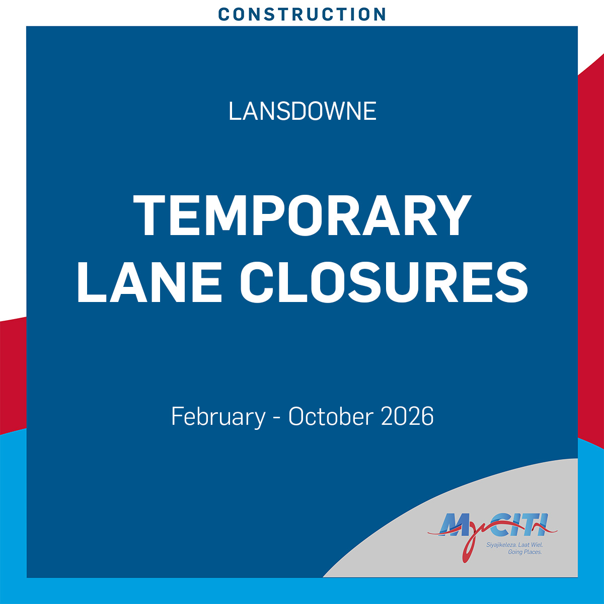 🚧 Roadworks &amp; Closures: Lansdowne Area 🚧
Roadworks and temporary closures are underway between the Castor/Benona Road intersection and the M5 bridge for the next 10 months. Plan ahead and allow extra travel time.
More info: bit.ly/4qFPEp5 
#Lansdowne  #Roadworks