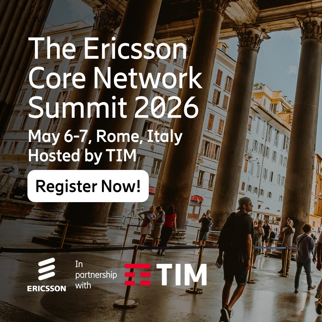 ericsson's tweet image. 🚨 Registration is now live for the Ericsson Core Network Summit in Rome, June 11-12, 2026!

Join fellow CSPs to drive core networks forward together.

🏃‍➡️🪑 Secure your seat: m.eric.sn/Nngg50Y4H1w

#5GSA #telecoms #CoreNetworkSummit2026