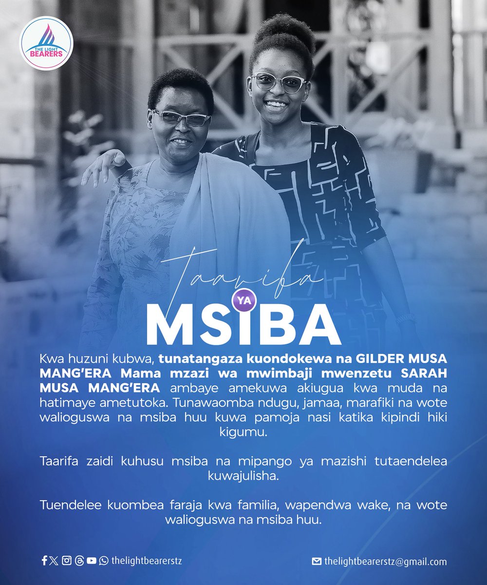 Lightbearerstz's tweet photo. Tunaungana na familia ya Musa Mang’era katika maombolezo na maombi ya faraja.

Pumzika kwa amani Mama. 🙏🏼

#thelightbearerstz #LBUpdates #LB26 #LBFriends https://t.co/pcVWIV99uK