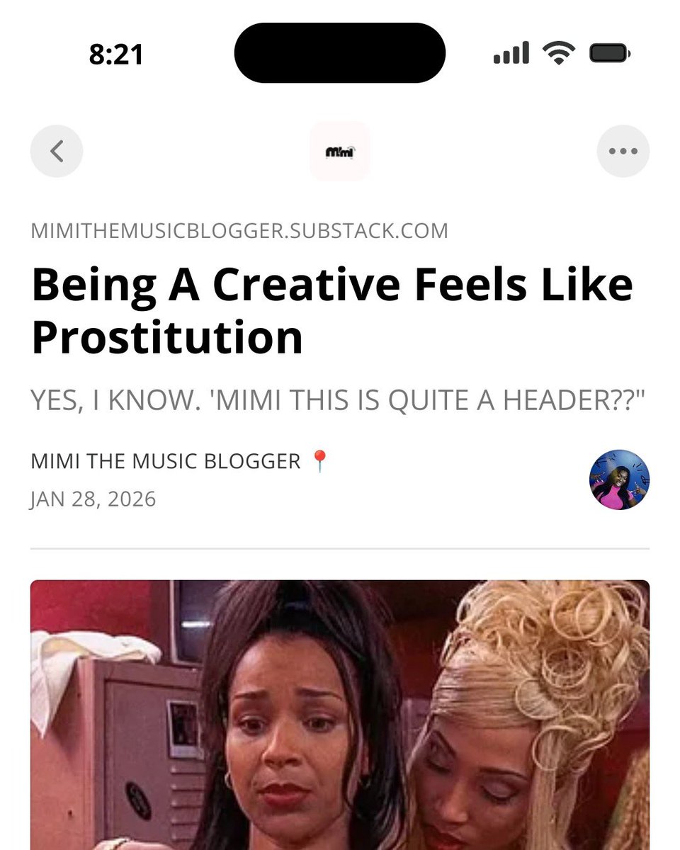 New Substack: Being A Creative Feels Like Prostitution 

open.substack.com/pub/mimithemus…