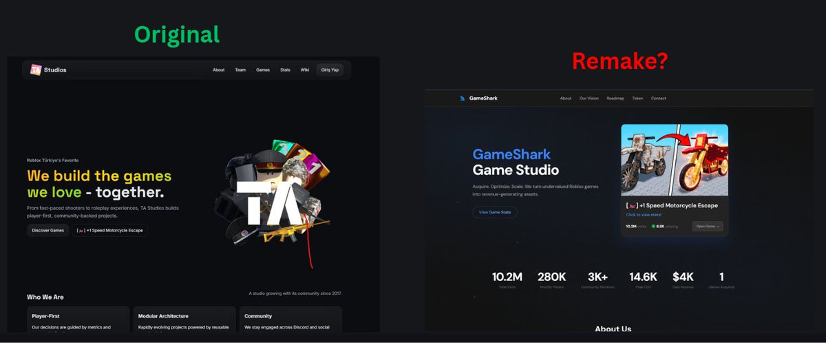 hydrexl's tweet image. $Shark by "GameShark" Is Fake, or at Least Lying to You

FoZqpZr3X5GMV8FCKNMJzcFibUA941yuAs4UrxKgpump

It all looks sketchy, like they were almost going to attempt to larp/pose as the company they acquired the game from: ta-studios.com

#1 the website  

They claim to be…