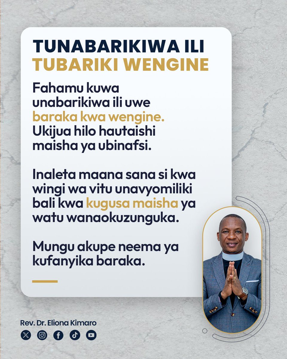 Tunabarikiwa ili Tuwabariki Wengine.✍️